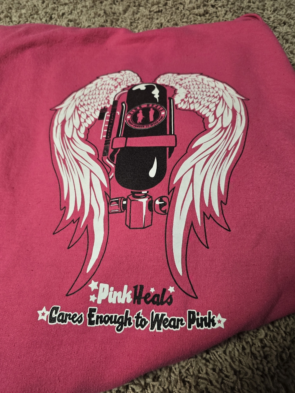 Pink Heals Graphic Pink Tee - Angel Wings Design